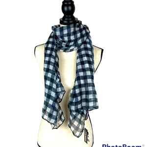 NWT Steve Madden Plaid Wrap Scarf Black White lightweight sarong cover-u